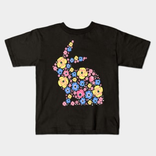 Floral Easter Bunny Spring Flowers Rabbit Kids T-Shirt